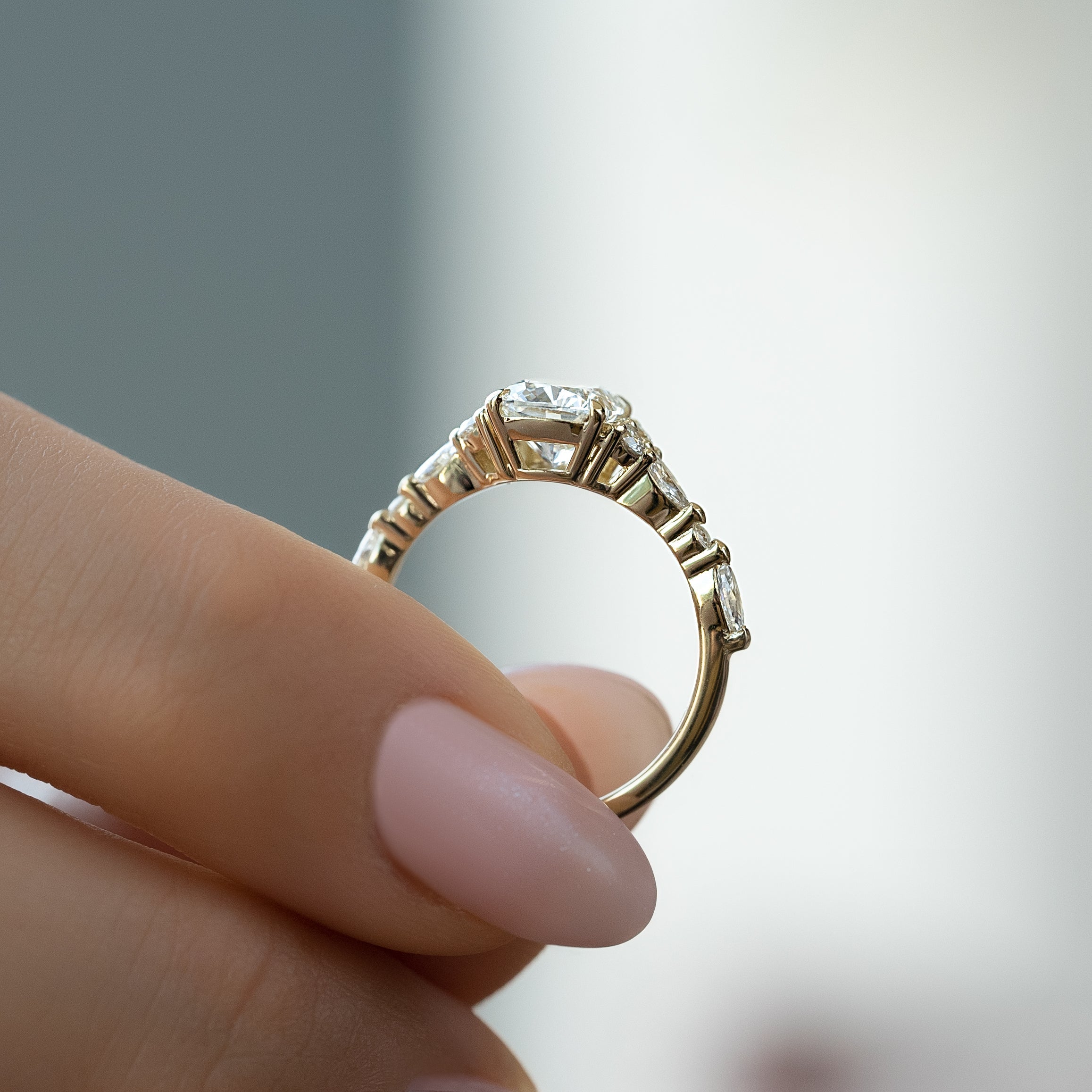 2.0 - 4.0 CT Elongated Cushion Cut CVD Diamond Cluster Style Engagement Ring