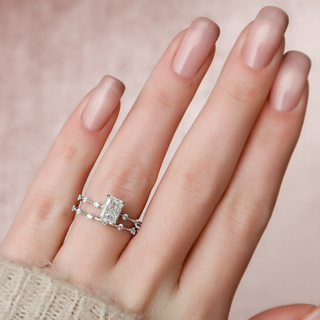 2.0 - 4.0  CT Radiant Cut CVD Diamond Dainty Engagement Ring