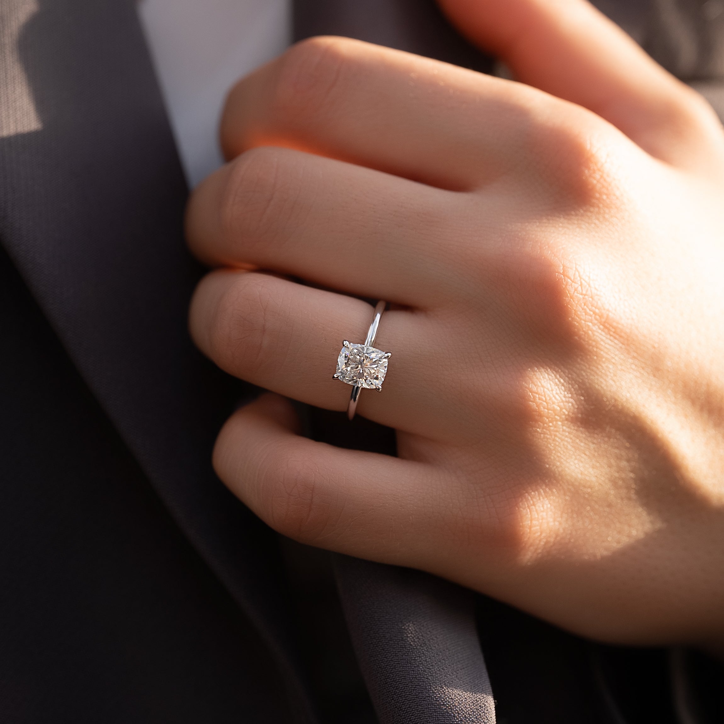 2.0 - 4.0 CT Elongated Cushion Cut CVD Diamond Hidden Halo Engagement Ring