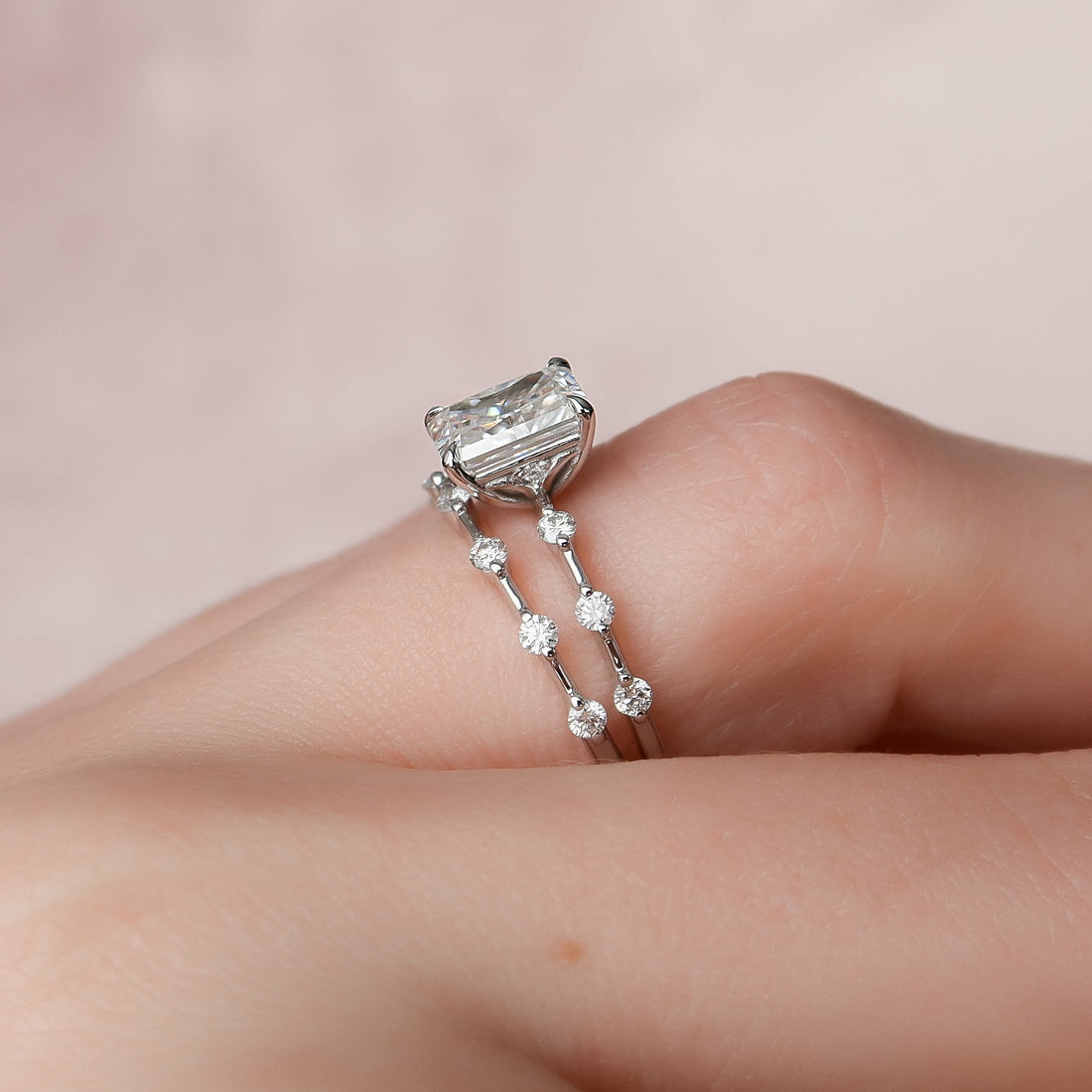 2.0 - 4.0  CT Radiant Cut CVD Diamond Dainty Engagement Ring