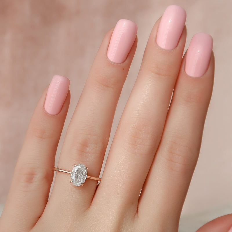 2.0 -4.0 CT Oval Cut CVD Diamond Hidden Halo Engagement Ring