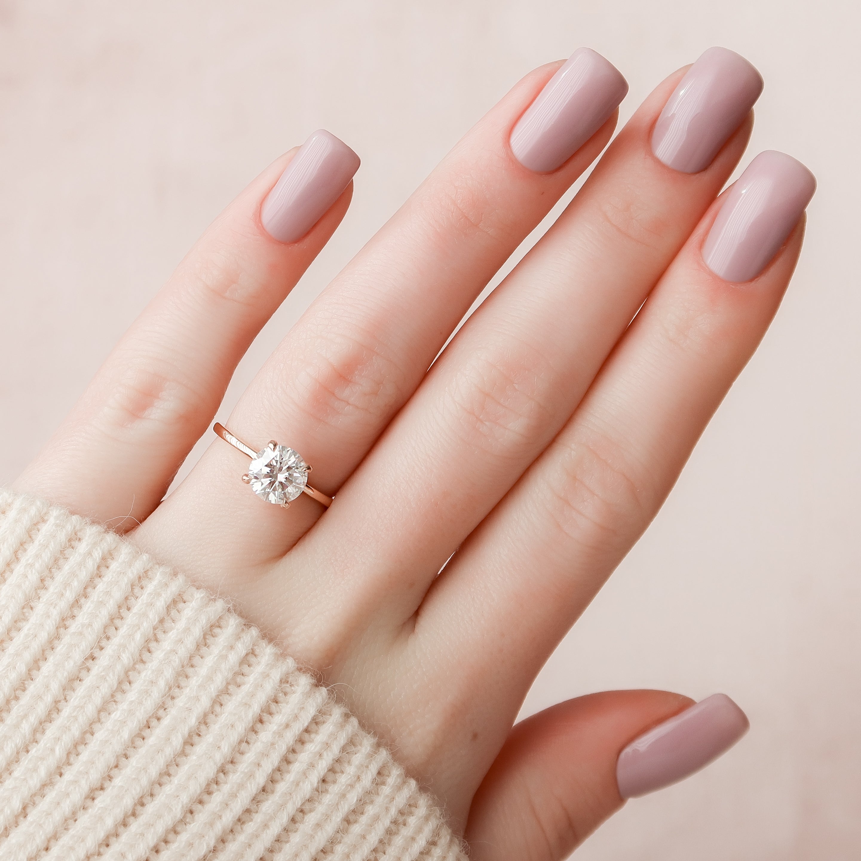 1.0 - 3.0 CT Round Cut CVD Diamond Hidden Halo Engagement Ring