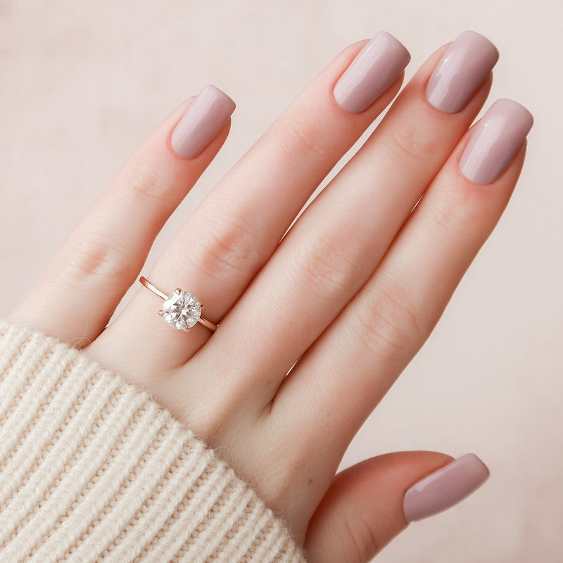 1.0 - 3.0 CT Round Cut CVD Diamond Hidden Halo Engagement Ring