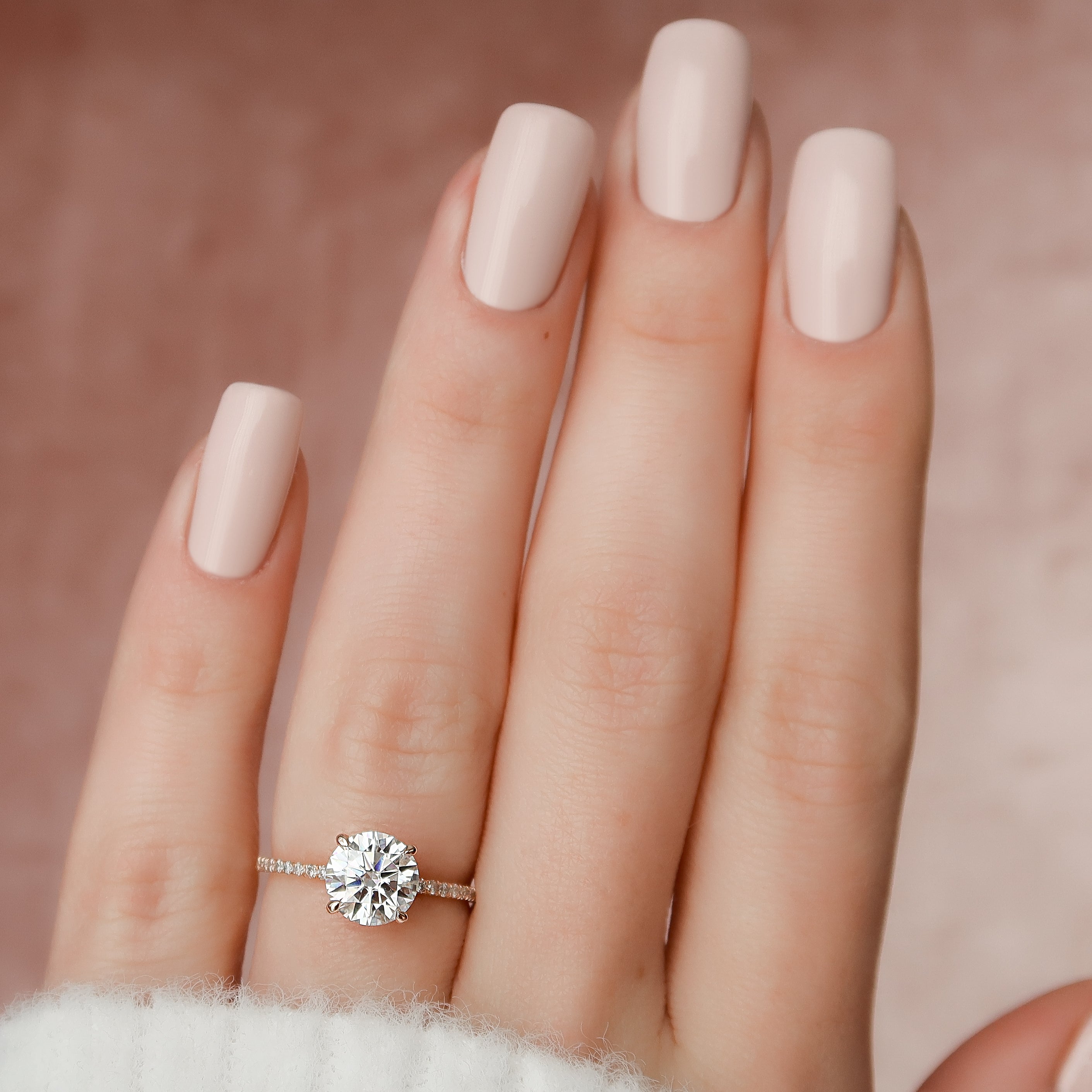 1.50 - 3.50 CT Round Cut CVD Diamond Hidden Halo & Pave Engagement Ring