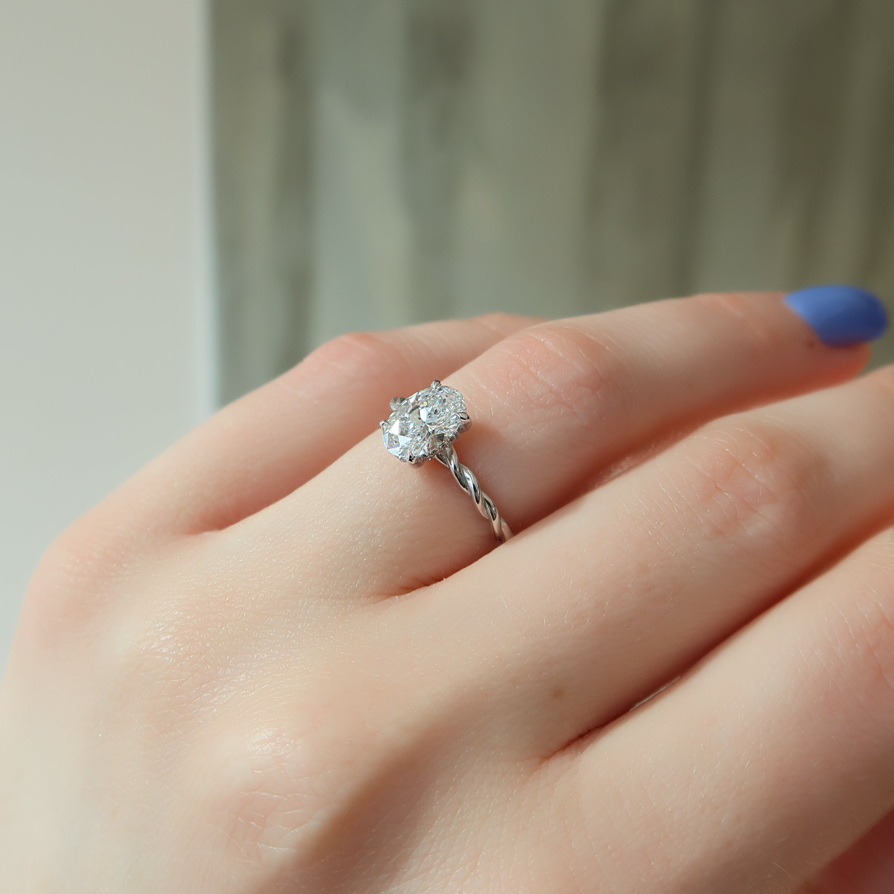 1.0 -3.0 CT Oval Cut CVD Diamond Hidden Halo Engagement Ring