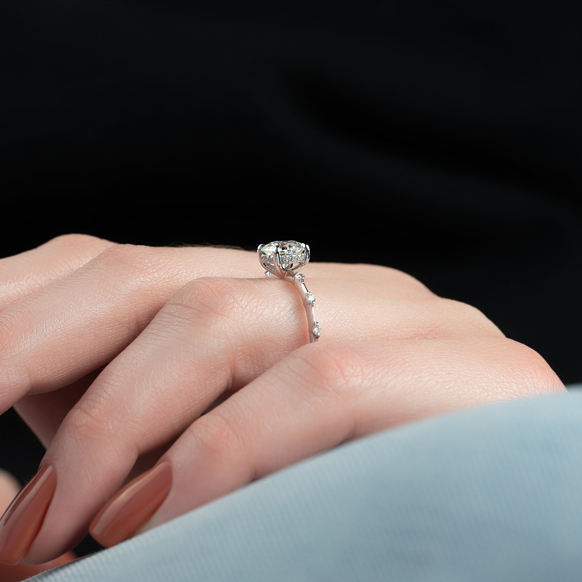 1.50 - 3.50 CT Round Cut CVD Diamond Hidden Halo & Pave Engagement Ring