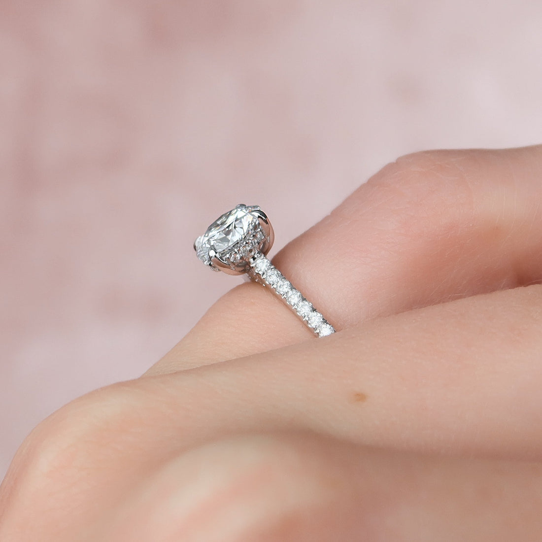 2.0 - 4.0 CT Round Cut CVD Diamond Hidden Halo & Pave Setting Engagement Ring