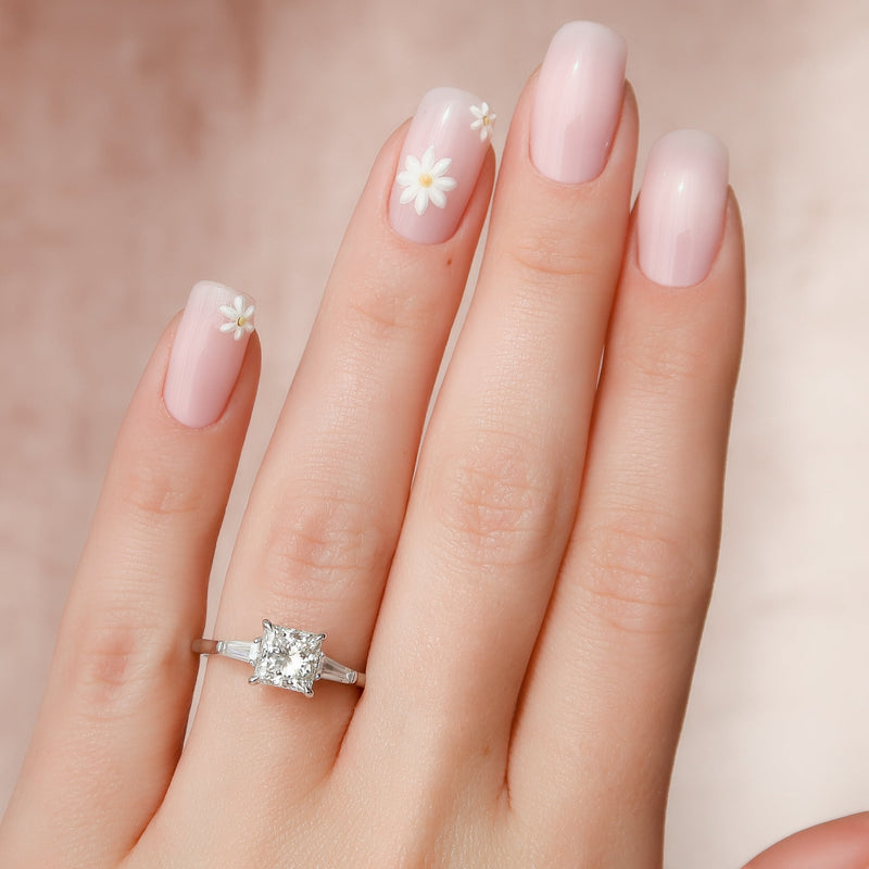 2.0 -4.0 CT Shape Princess Three Stone Style Engagement Ring