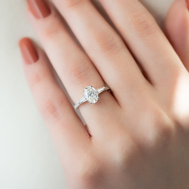 1.50 - 3.50 CT Oval Cut CVD Diamond Three Stone Engagement Ring