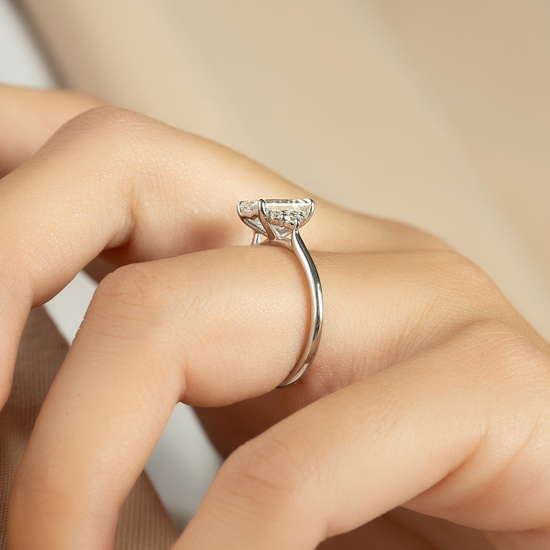 1.50 - 3.50 CT Emerald Cut CVD Diamond Cluster Engagement Ring