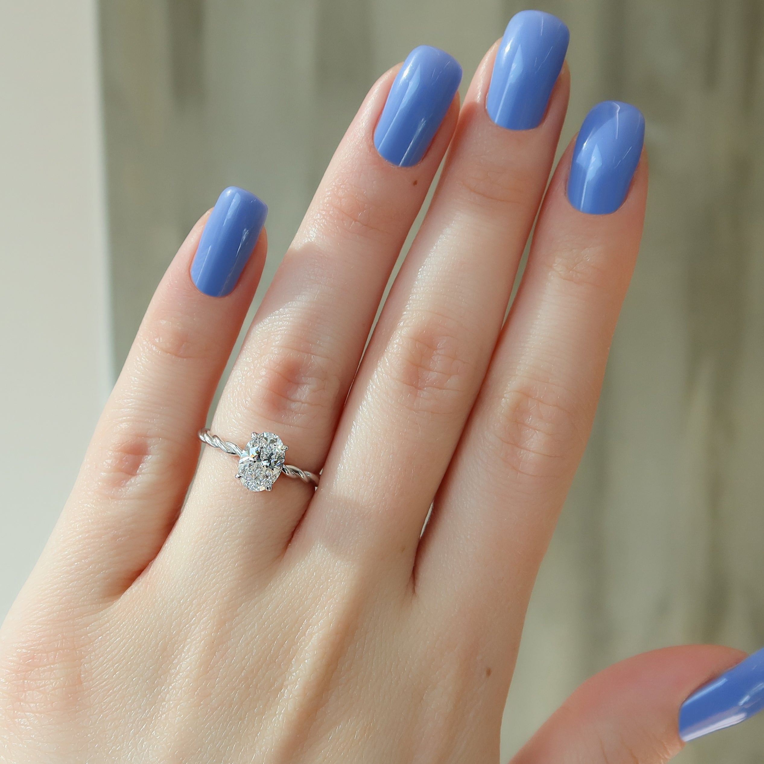 1.0 -3.0 CT Oval Cut CVD Diamond Hidden Halo Engagement Ring