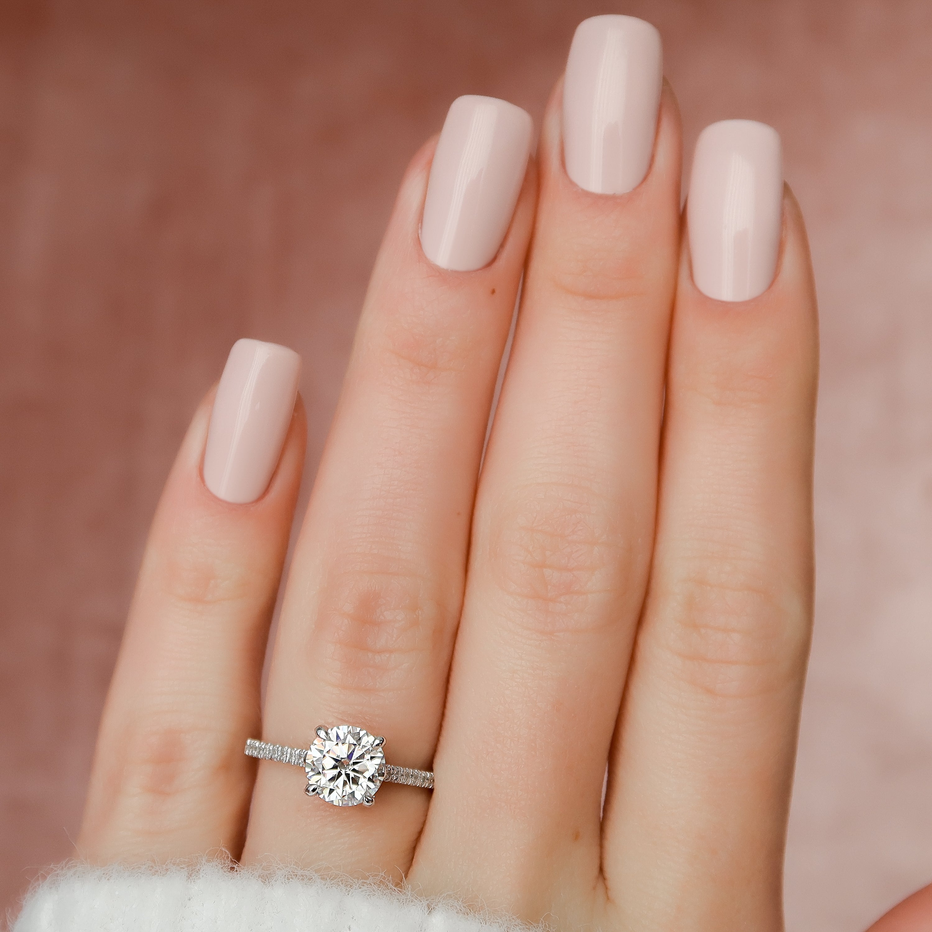 2.0 - 4.0 CT Round Cut CVD Diamond Hidden Halo & Pave Setting Engagement Ring