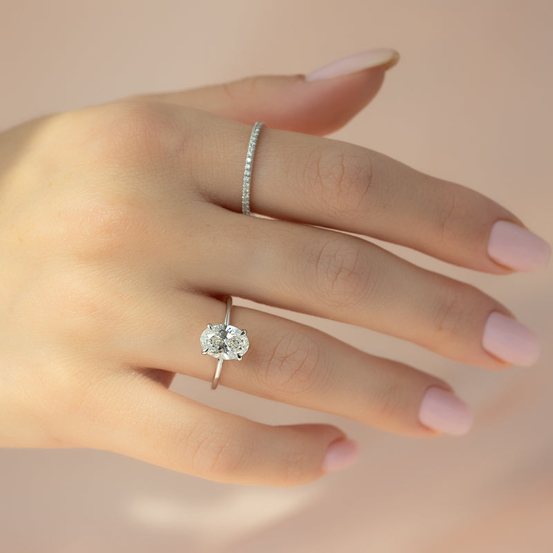 1.50 - 3.50 CT Oval  Cut CVD Diamond Hidden Halo Engagement Ring