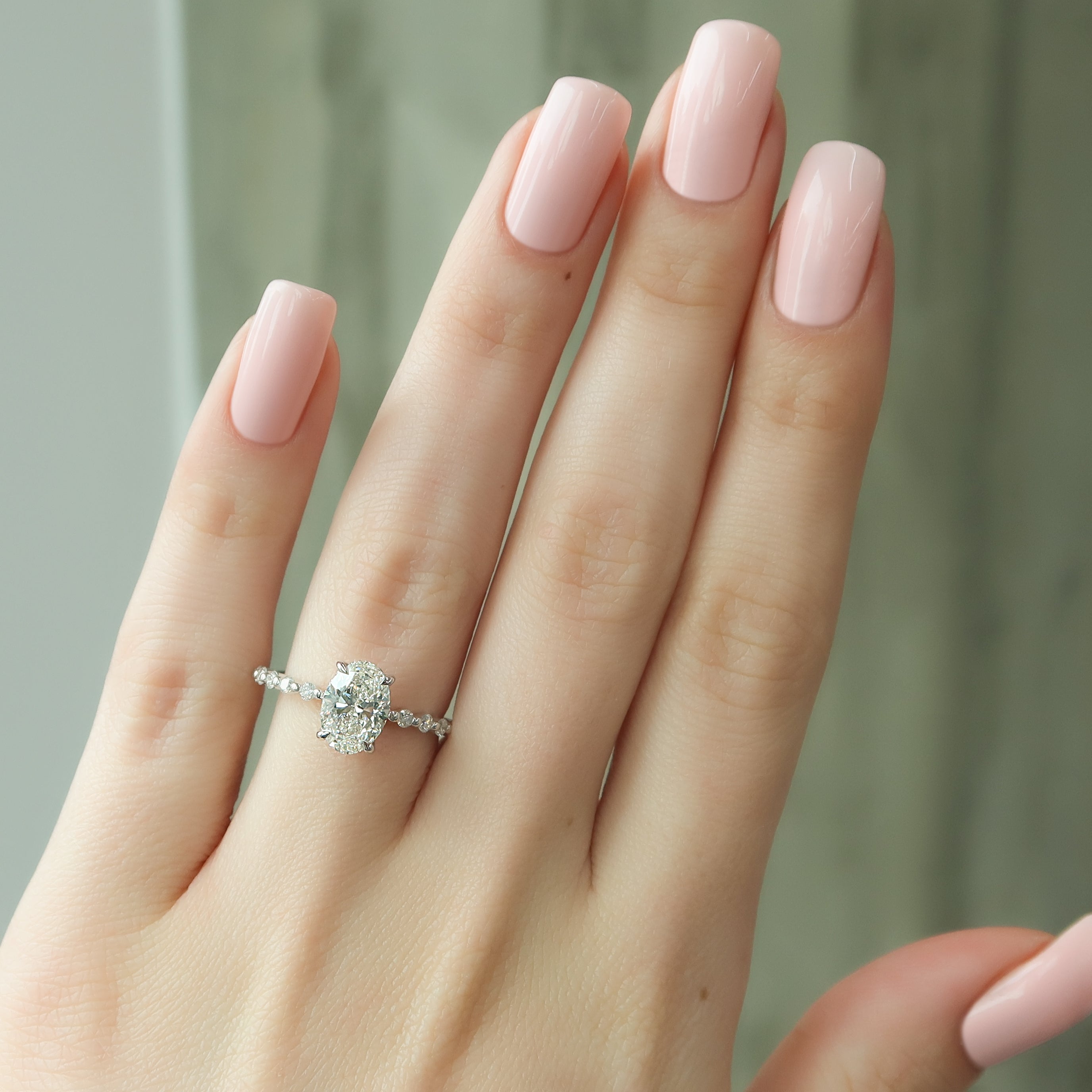 1.50 - 3.50 CT Oval Cut CVD Diamond Hidden Halo & Pave Engagement Ring