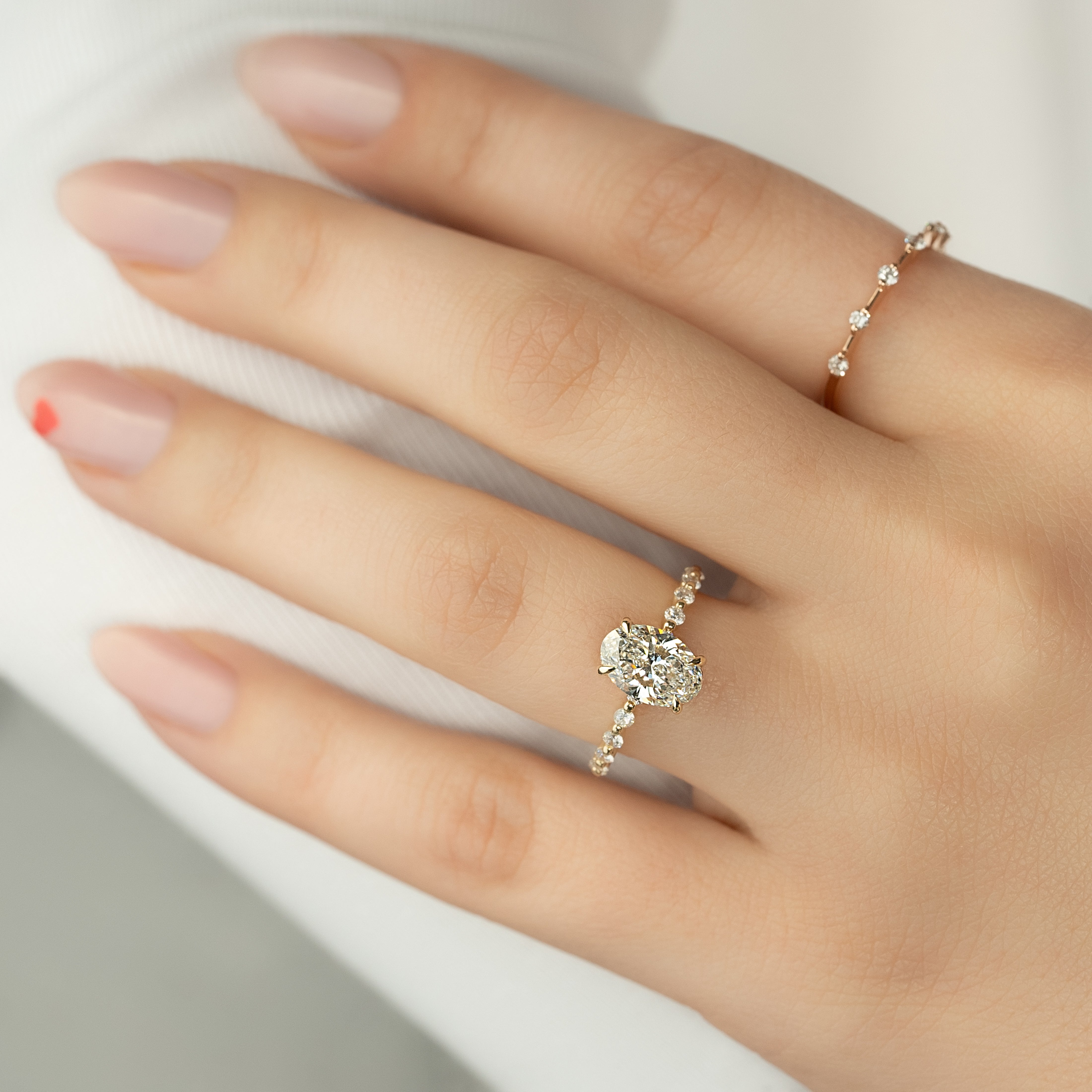 1.50 - 3.50 CT Oval Cut CVD Diamond Hidden Halo & Pave Engagement Ring