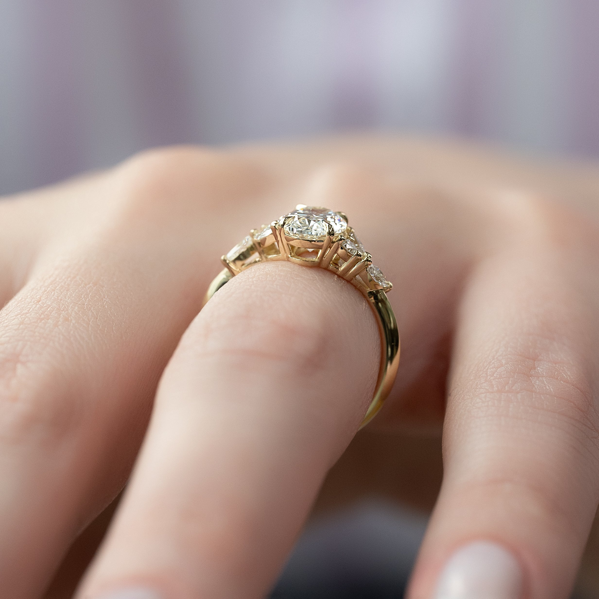 1.50 - 3.50 CT Oval Cut CVD Diamond Cluster Engagement Ring