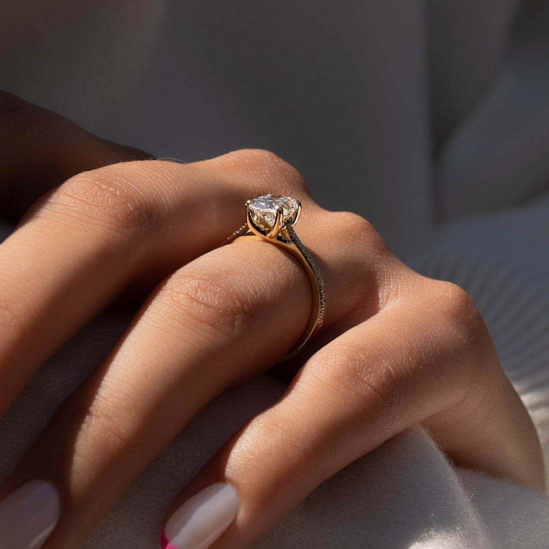 2.0 -4.0 CT Oval Cut CVD Diamond Pave Engagement Ring