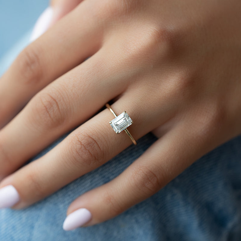 2.0 - 3.0 CT Emerald Cut CVD Diamond Solitaire Engagement Ring