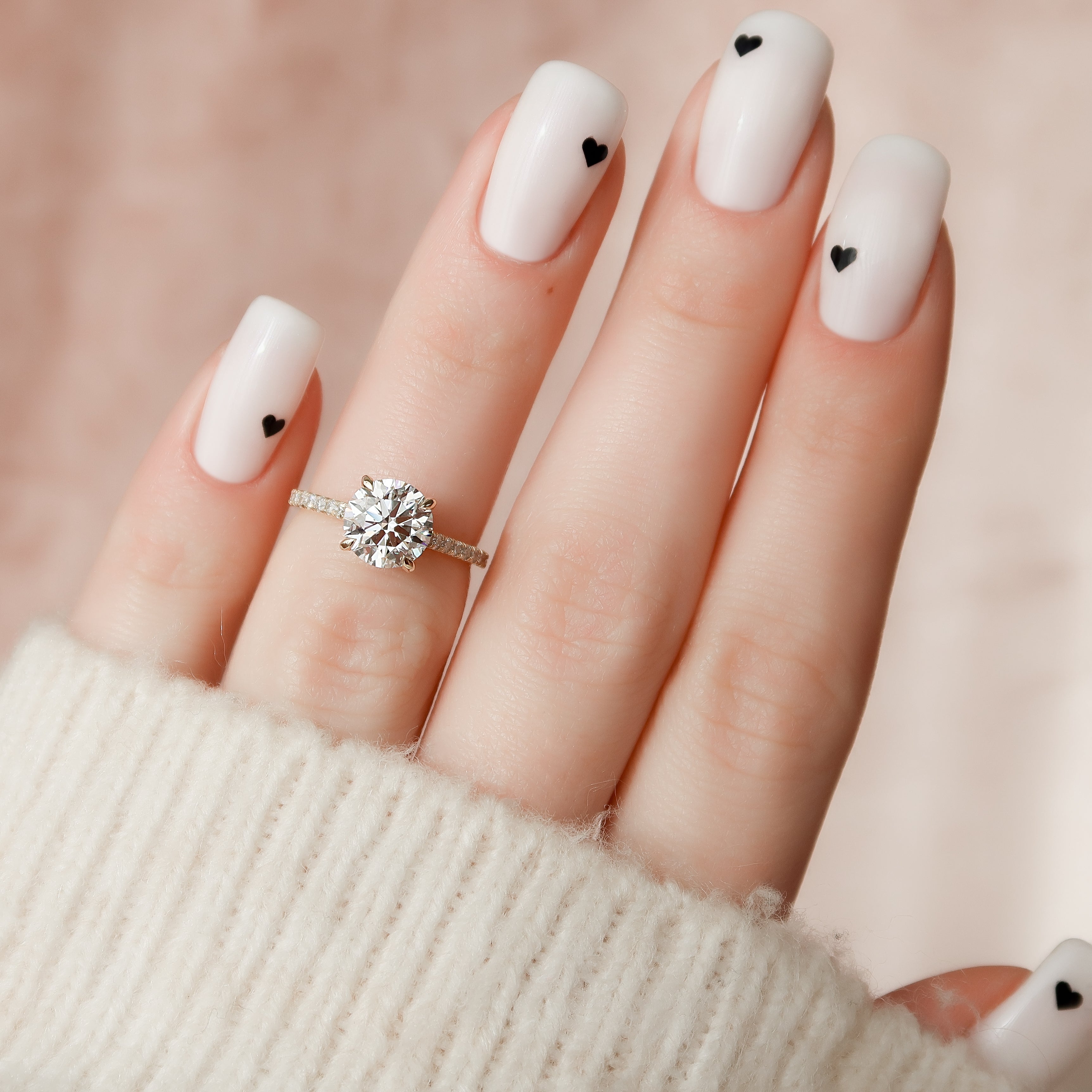 2.0 - 4.0 CT Round Cut CVD Diamond Hidden Halo & Pave Setting Engagement Ring