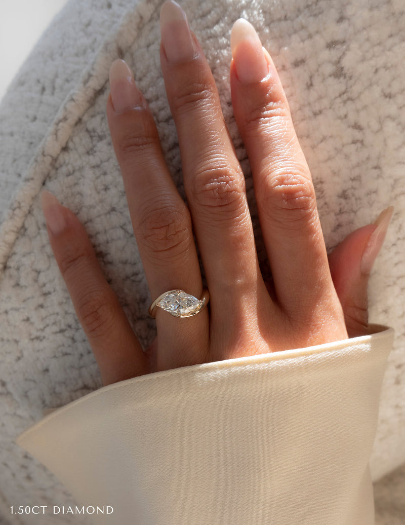 1.0CT-2.0CT Marquise Cut Moissanite Unique Engagement Ring