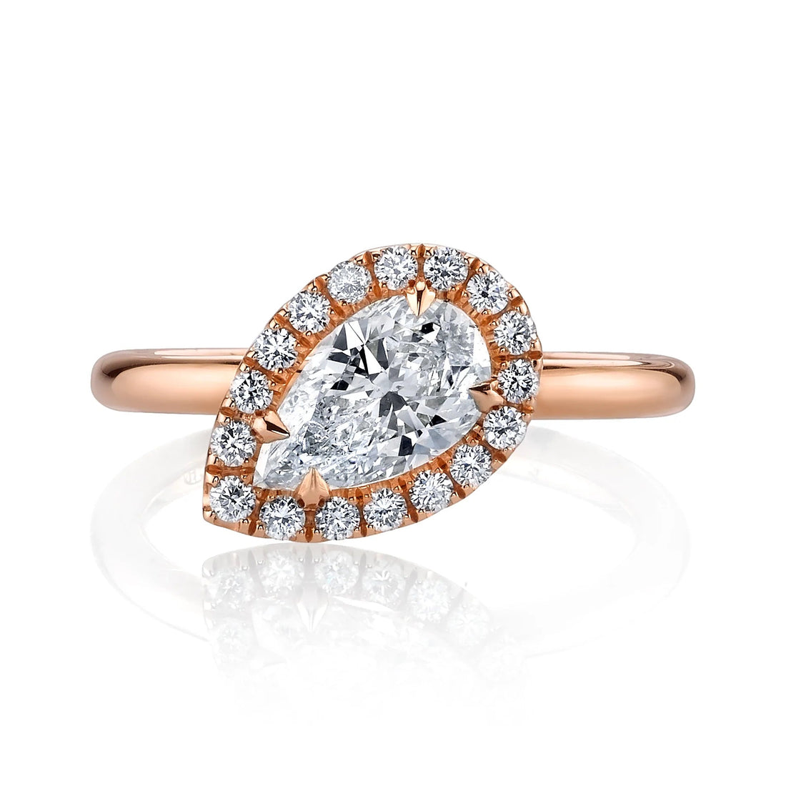 1CT Pear Cut Moissanite Halo Engagement Ring