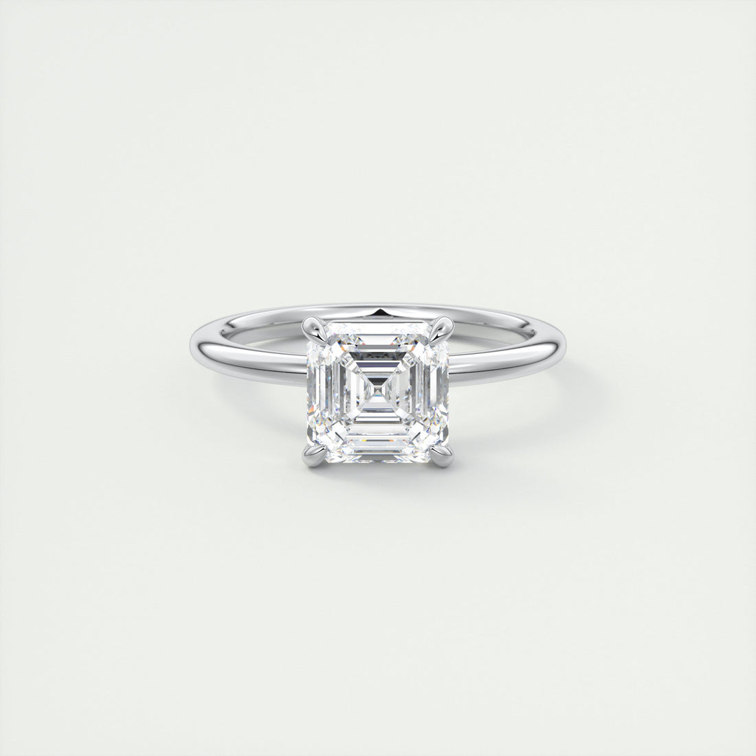2CT Asscher Cut Moissanite Solitaire Engagement Ring