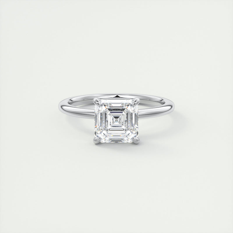 2CT Asscher Cut Moissanite Solitaire Engagement Ring