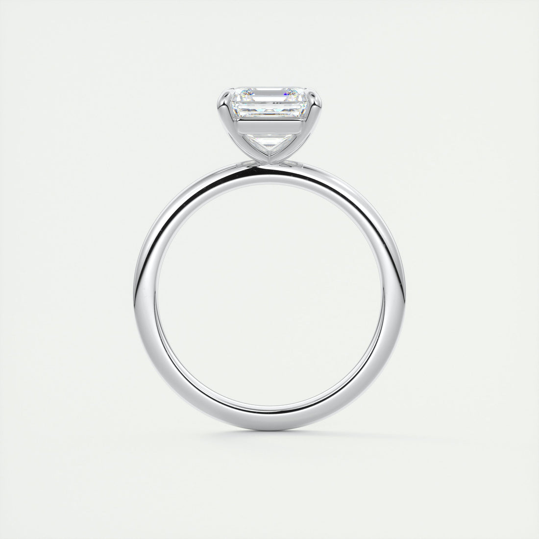 2CT Asscher Cut Moissanite Solitaire Engagement Ring