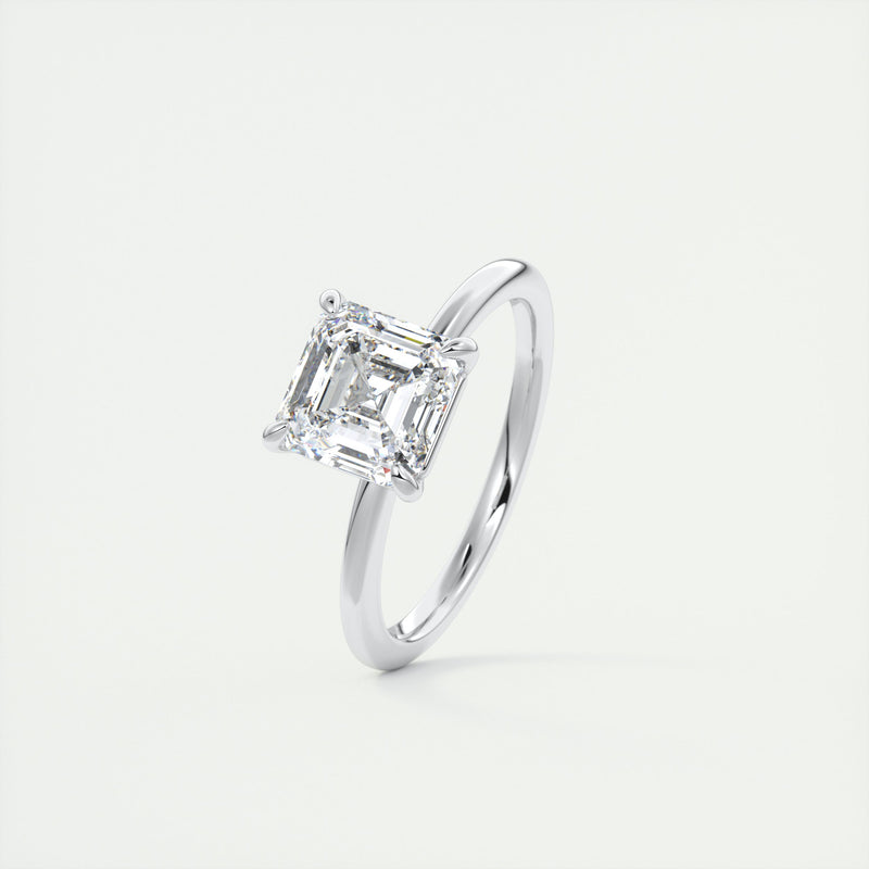 2CT Asscher Cut Moissanite Solitaire Engagement Ring