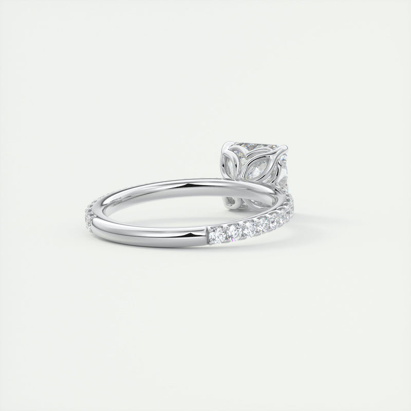 2CT Asscher Moissanite Solitaire Pave Setting Engagement Ring