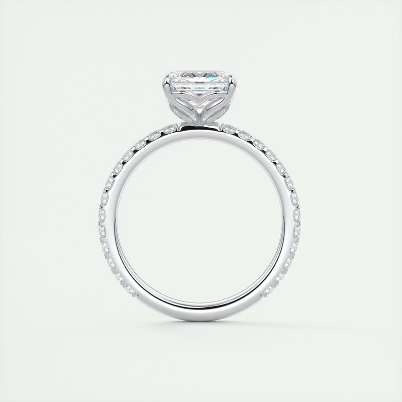 2CT Asscher Moissanite Solitaire Pave Setting Engagement Ring