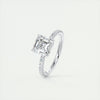 2CT Asscher Moissanite Solitaire Pave Setting Engagement Ring