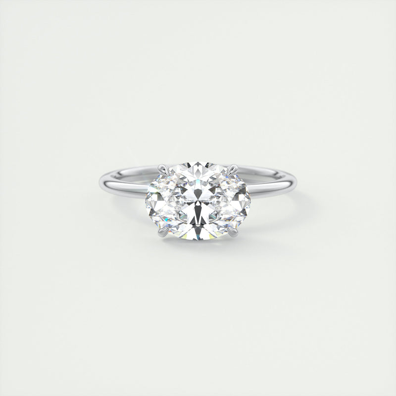 2CT East West Oval Cut Moissanite Solitaire Engagement Ring