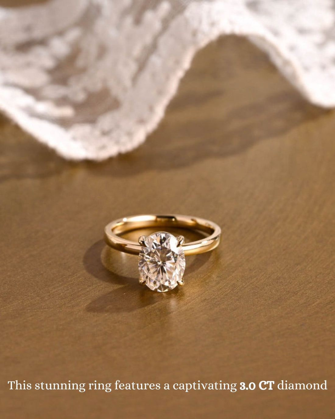 1.0 - 3.0 CT Oval  CVD Diamond Solitaire Engagement Ring