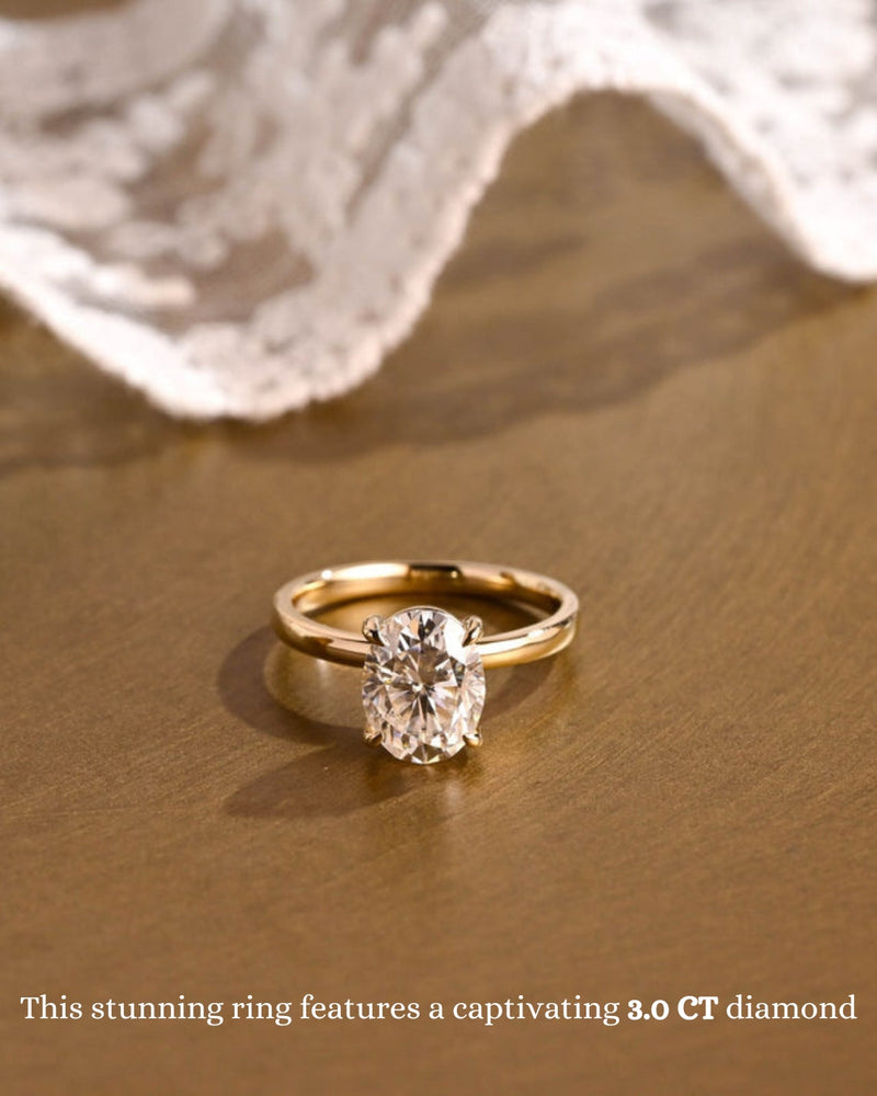 1.0 - 3.0 CT Oval  CVD Diamond Solitaire Engagement Ring