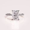 1.50 - 3.0 CT Radiant  CVD Diamond Hidden Halo Pave Setting Engagement Ring