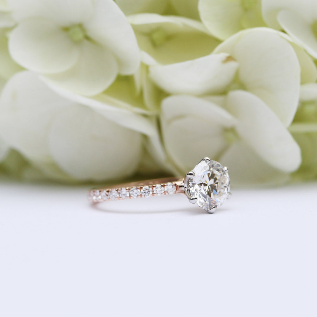 2.0CT Round Moissanite Solitaire Pave Setting Engagement Ring