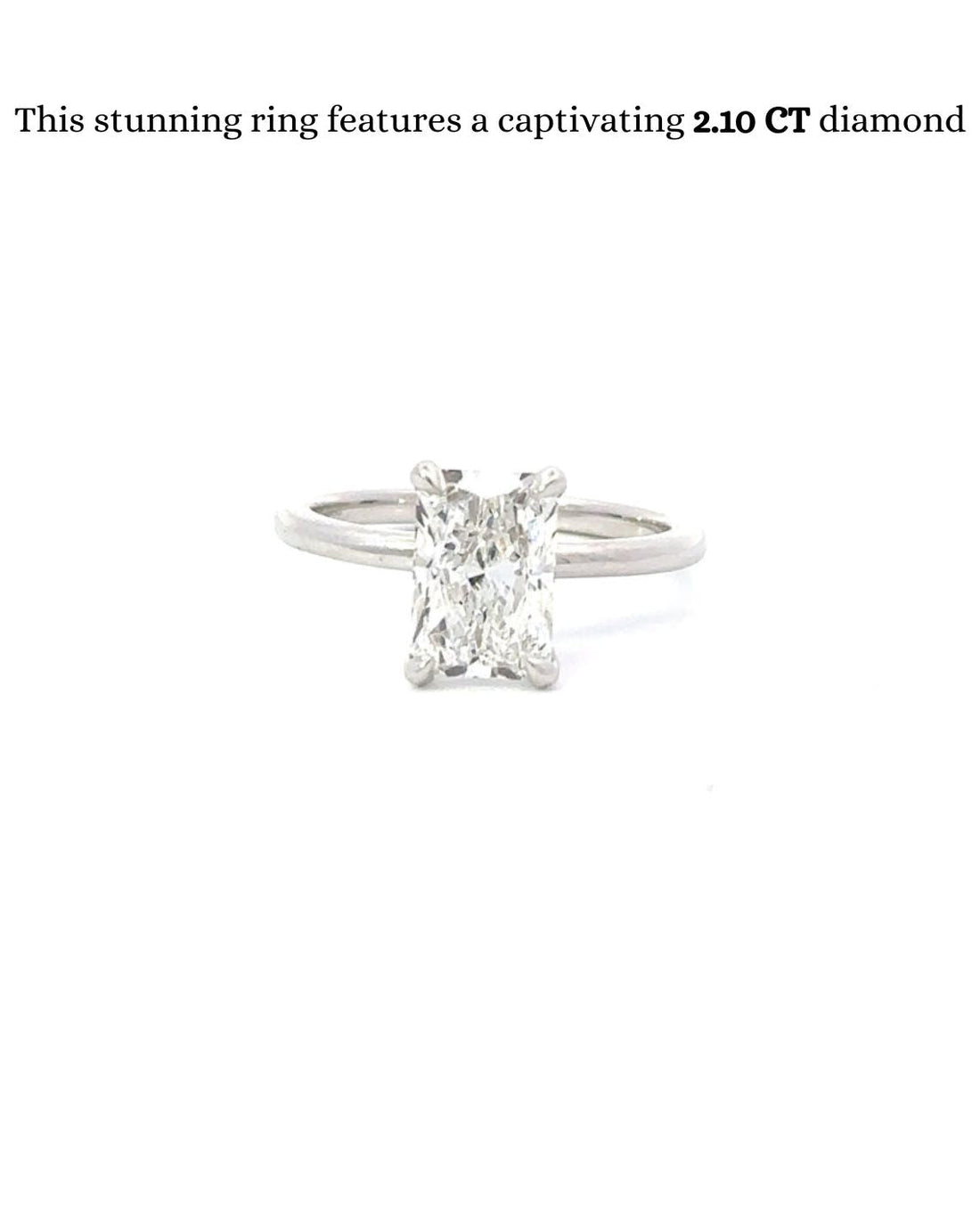 1.10-3.10 CT Radiant CVD Diamond Solitaire Engagement Ring