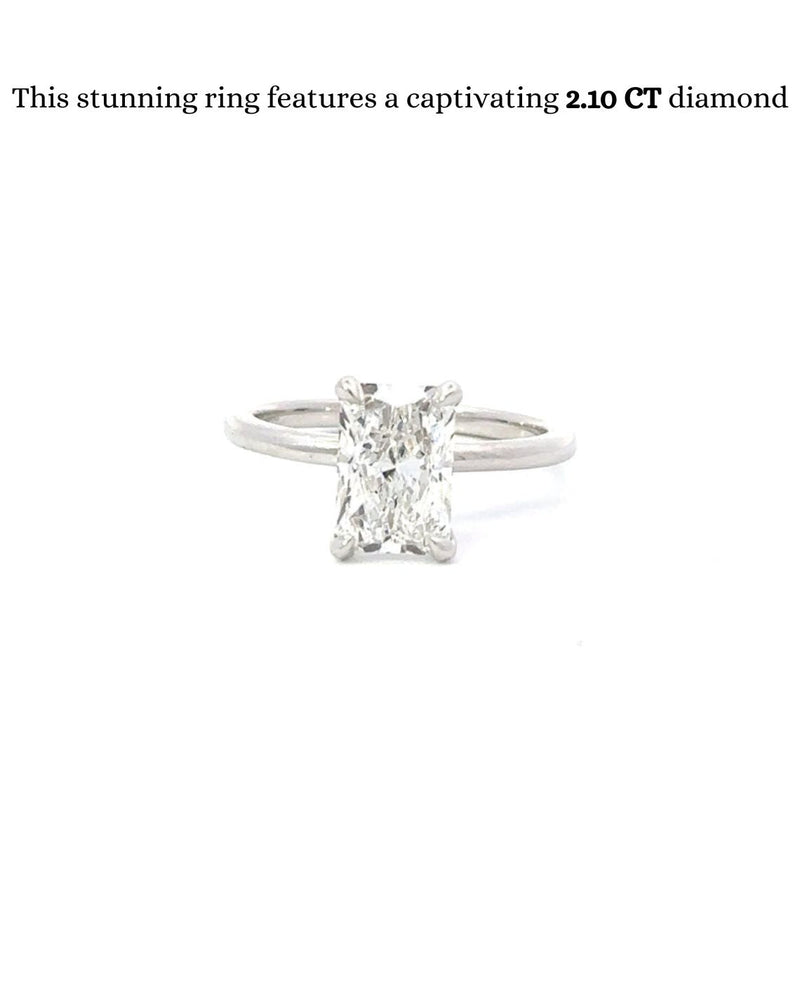 1.10-3.10 CT Radiant CVD Diamond Solitaire Engagement Ring