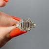 2.0 Ct Emerald Three Stone Moissanite Diamond Engagement Ring
