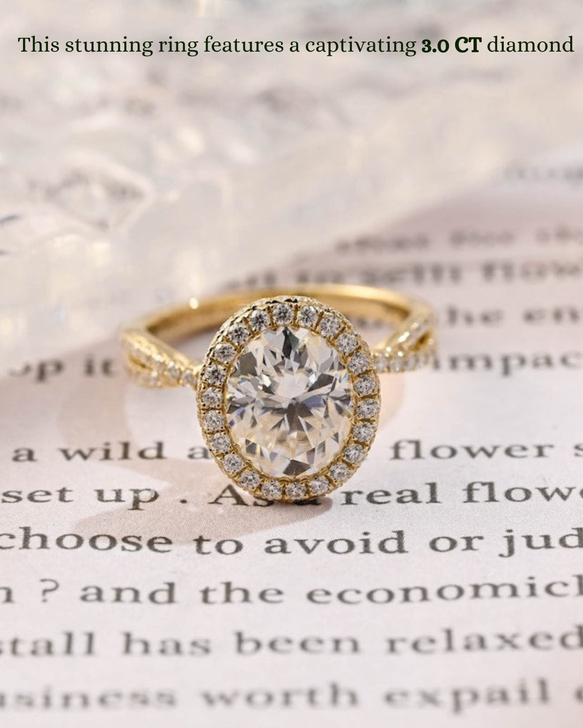 2.0- 3.0 CT Oval  CVD Diamond halo Twist Setting Engagement Ring