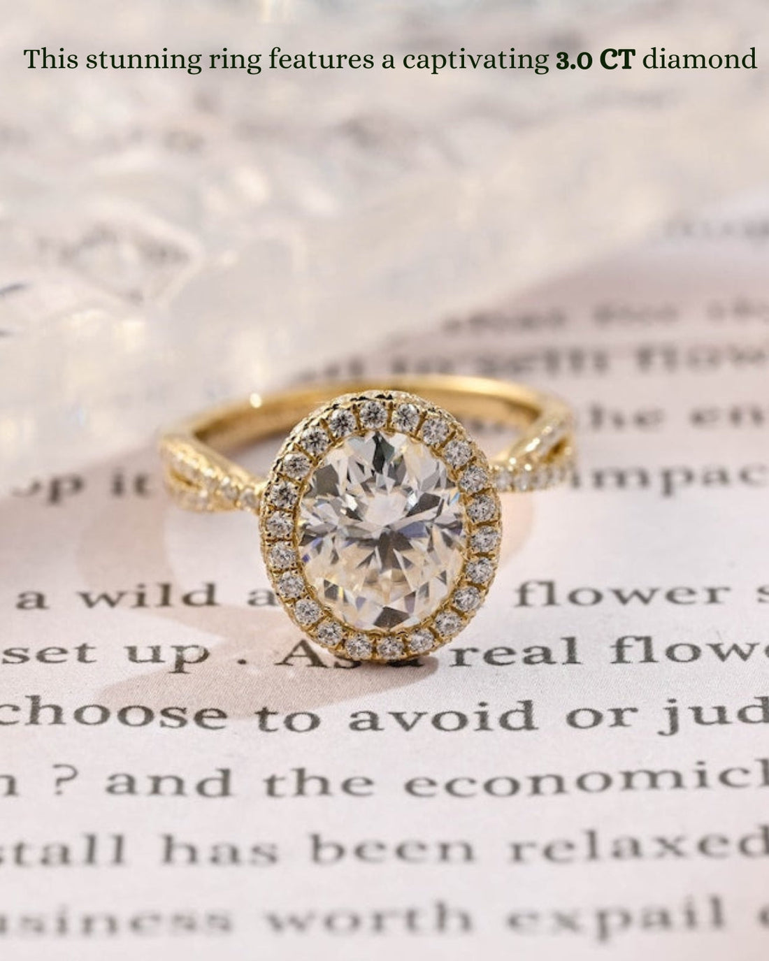 2.0- 3.0 CT Oval  CVD Diamond halo Twist Setting Engagement Ring