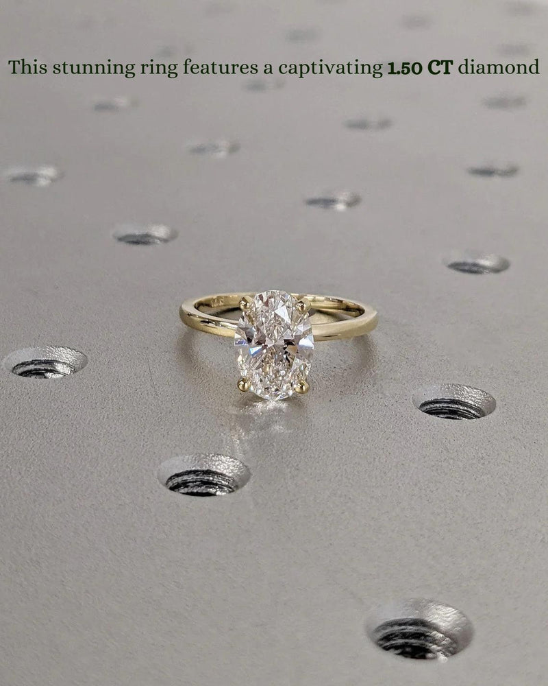 1.50 CT Oval CVD Diamond Solitaire Engagement Ring