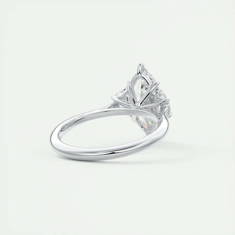 2.5 Ct Marquise Cut Moissanite Three Stone Diamond Engagement Ring