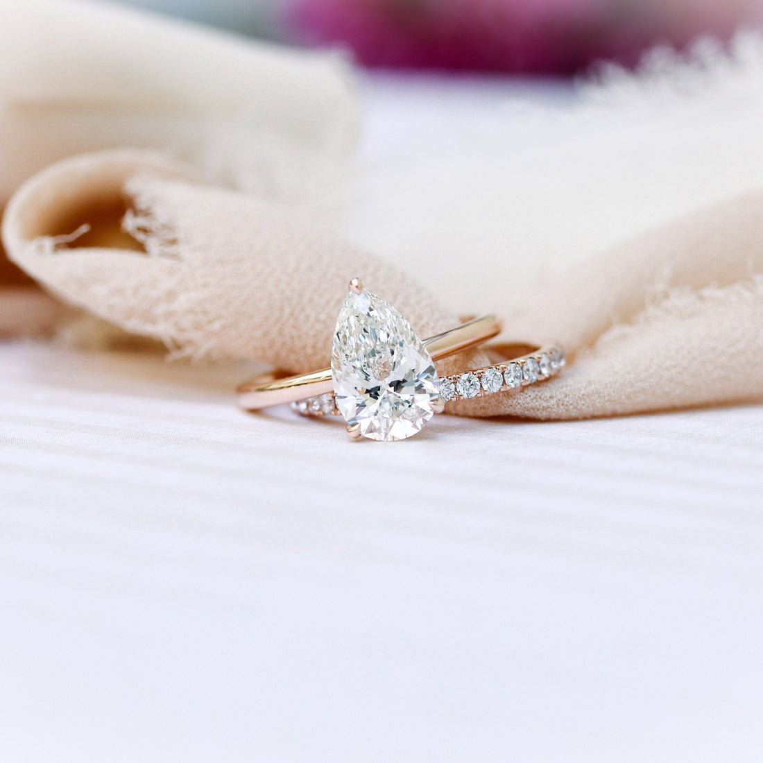 2.0ct Pear Cut Moissanite Solitaire Engagement Ring