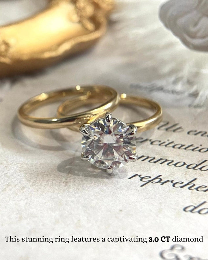 1.0-3.0 CT Round CVD Diamond Solitaire Engagement Ring