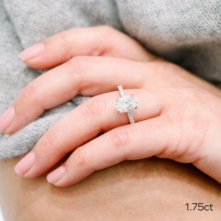 1.75CT Oval Cut Moissanite Pave Setting Engagement Ring