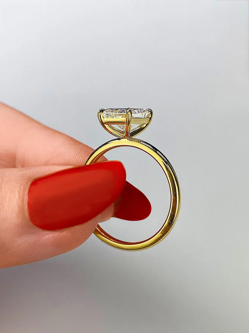 2.0 Ct Asscher Cut Moissanite Solitaire Diamond Engagement Ring