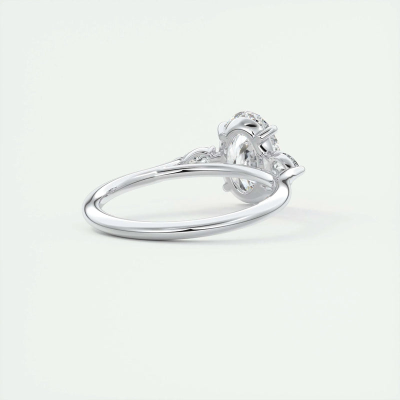 2.2 Ct Oval Three Stone Moissanite Diamond Engagement Ring