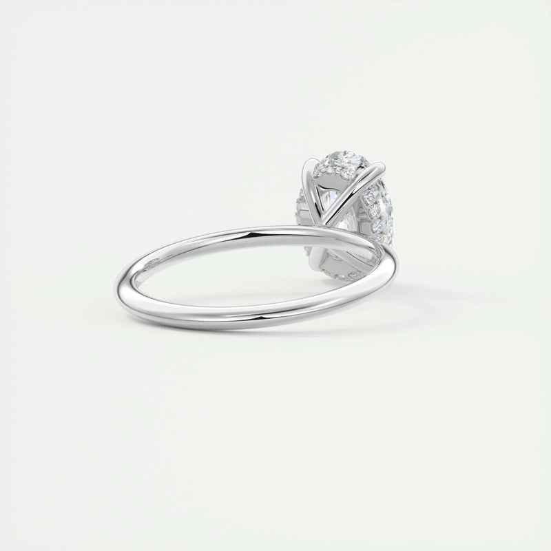 2.5 Ct Oval Solitaire With Hidden Halo Moissanite Diamond Engagement Ring